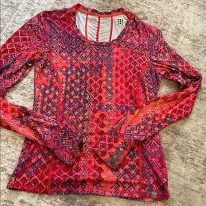 Title Nine Vibrant Red and Purple long sleeve workout extra small